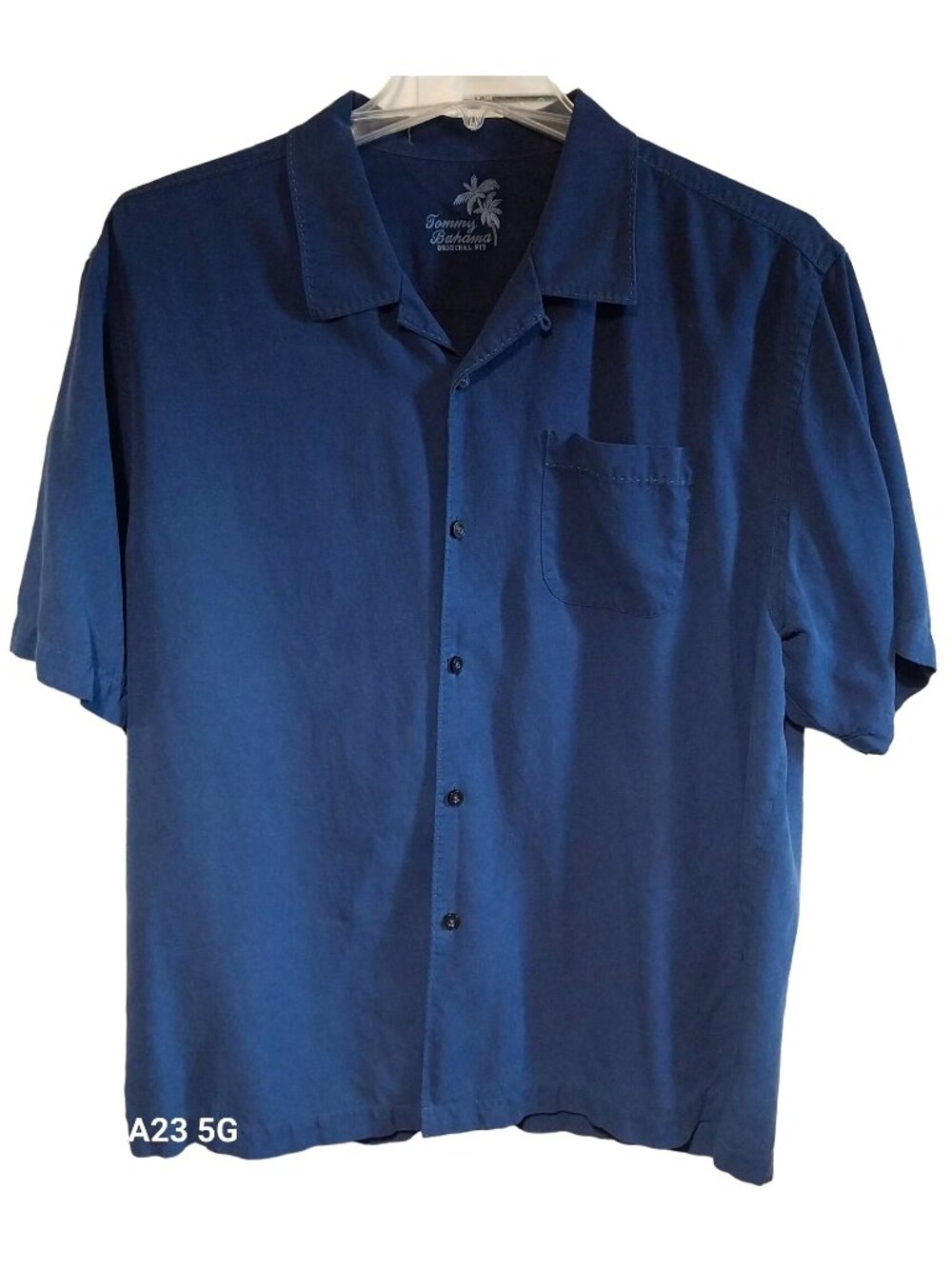 Tommy Bahama Original Fit Mens Blue Short Sleeve Button-Down Shirt Size 2X Polye